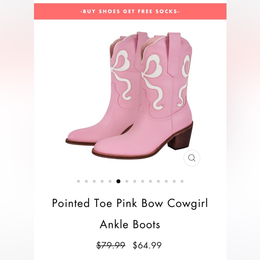 Pink Cowgirl bow Ankle Boots